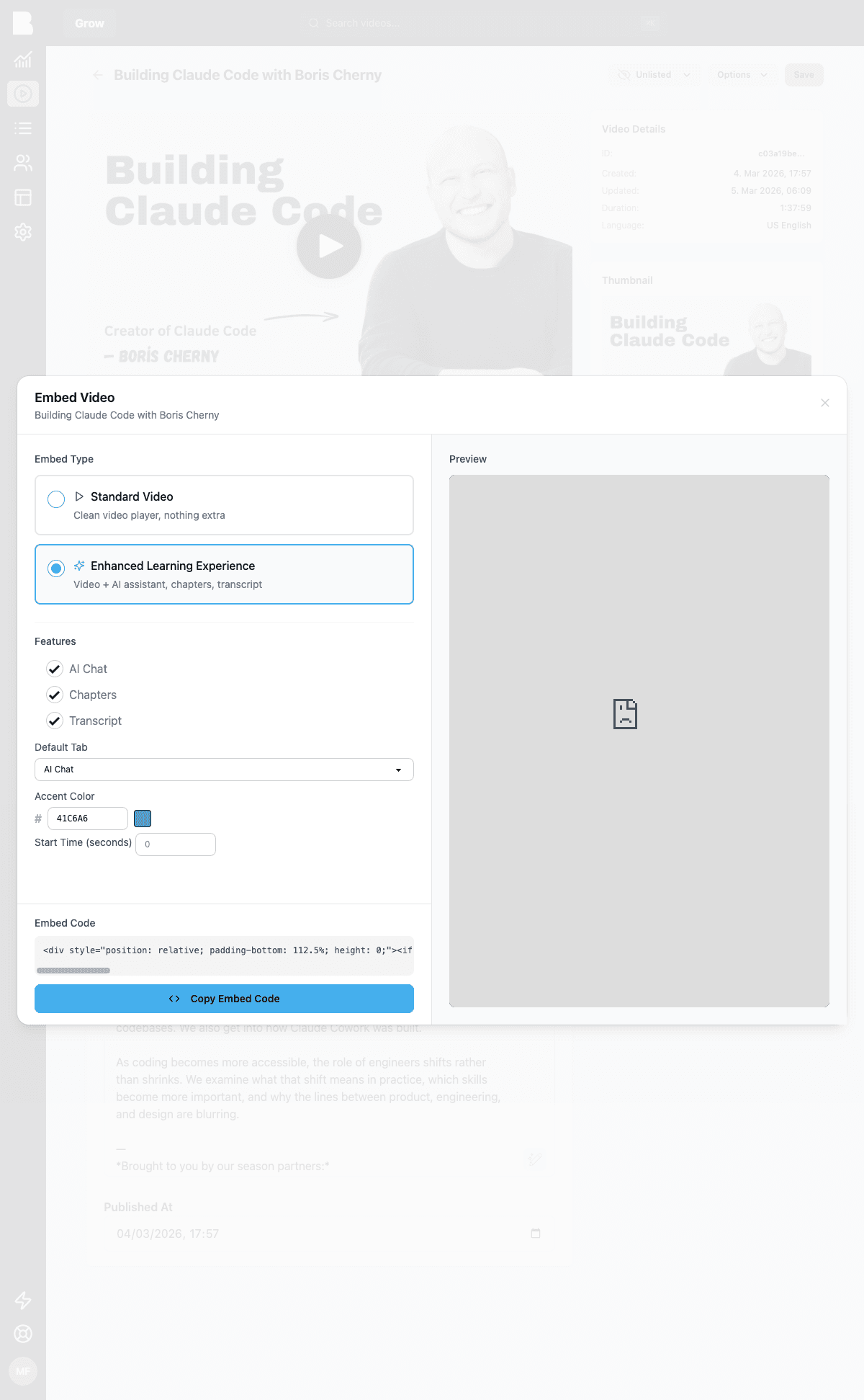 Enhanced embed configuration