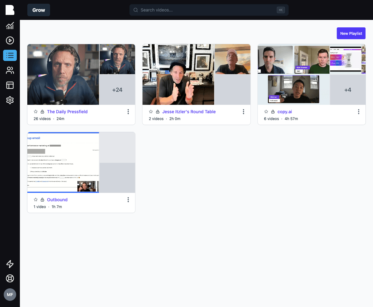 The playlists overview